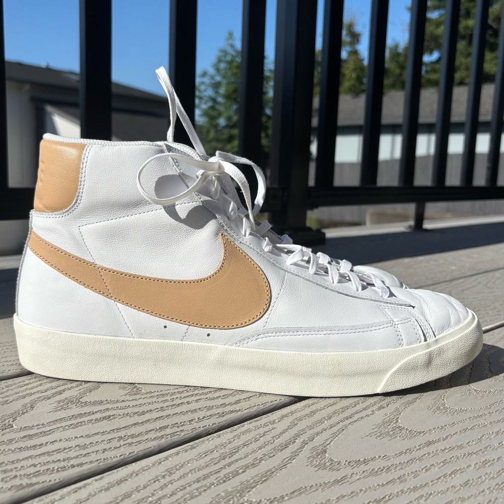 NIKE BLAZER MID PREMIUM WHITE-VACHETTA TAN-BLACK MEN'S SIZE 13 [CU6679-100]